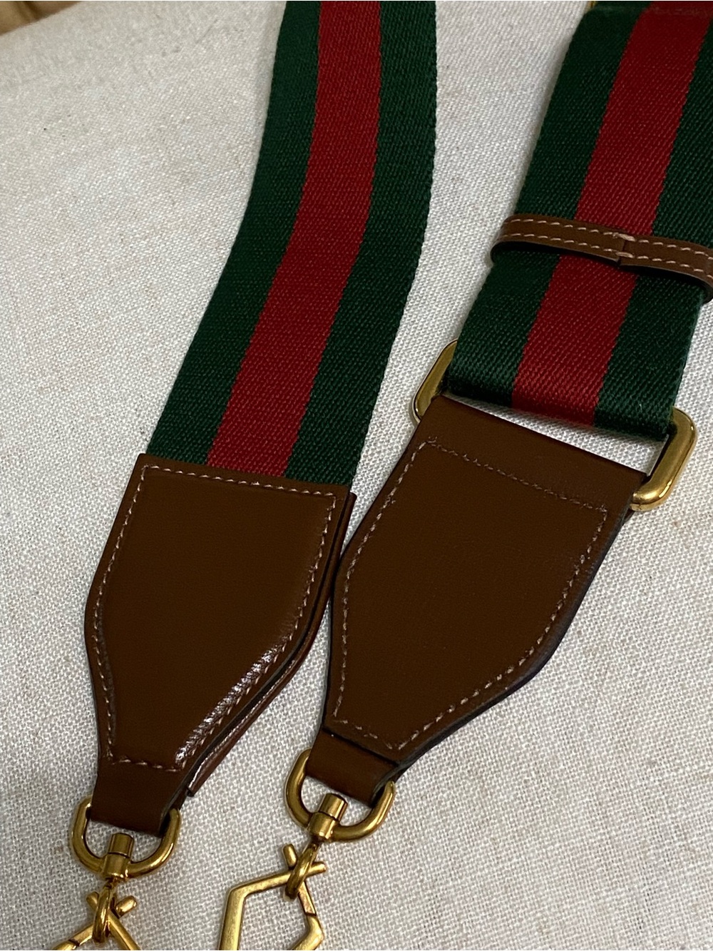 COA Gucci NWOT Wide Web Replacement Bag Strap Green/Red Wool Stripe Unisex - Picture 7 of 10